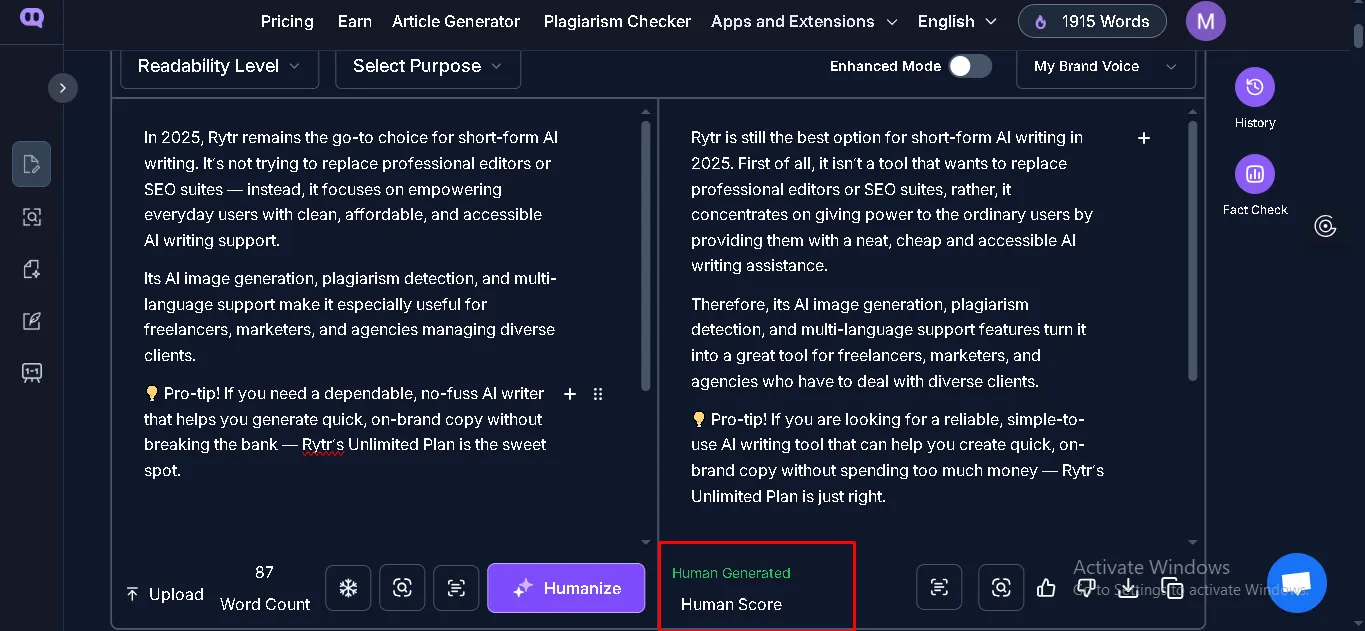 AI Text Humanize: Real-Time Human Score