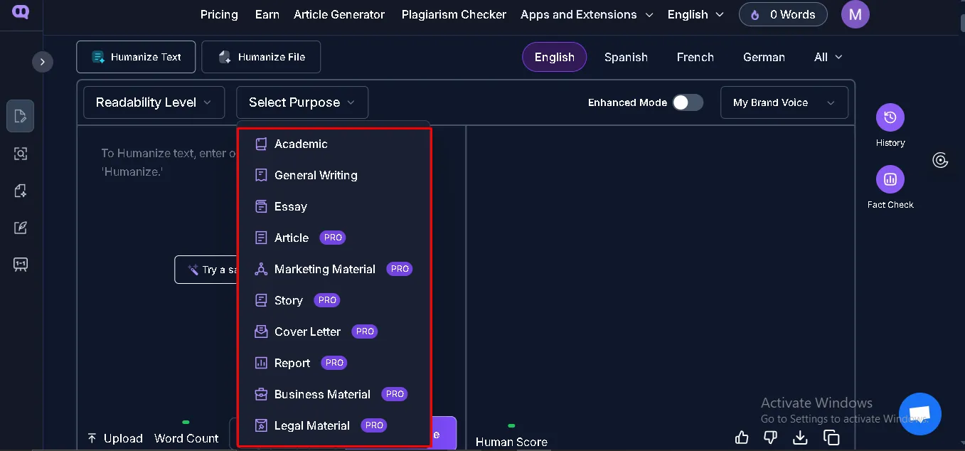 AI Text Humanize Tone Control