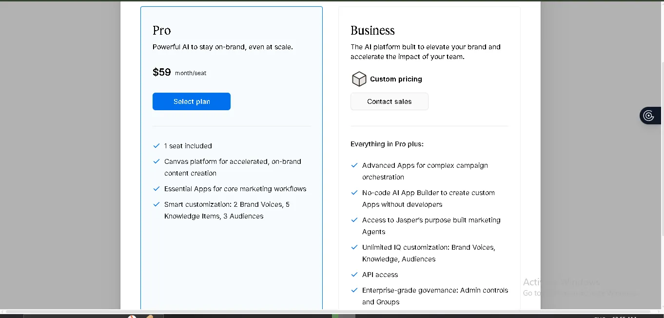 Jasper AI Pro Plan Billing