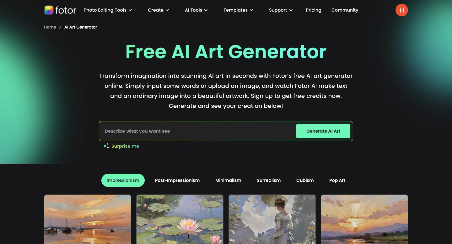 Fotor AI Art Generator
