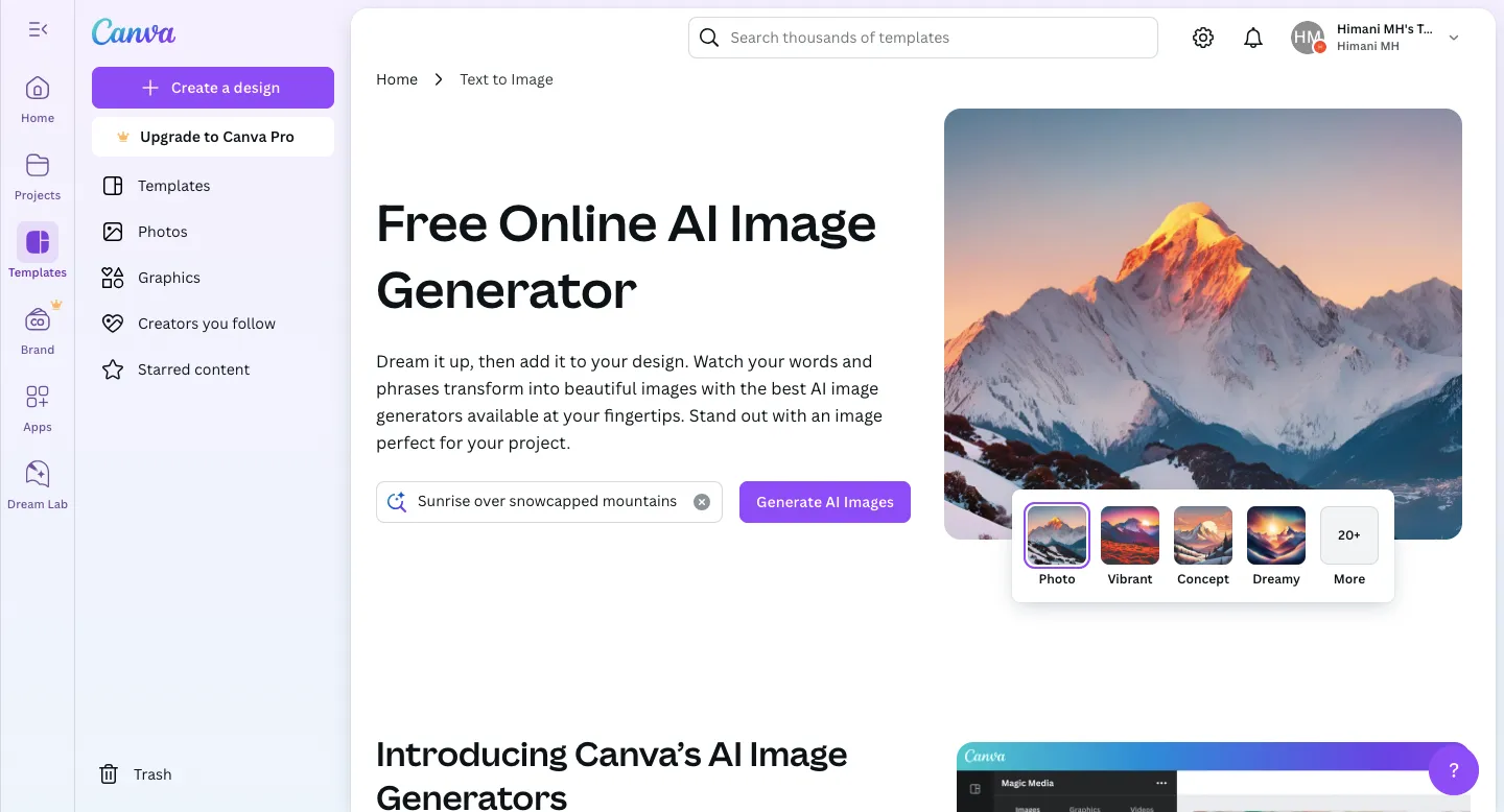 Canva AI Image Generator