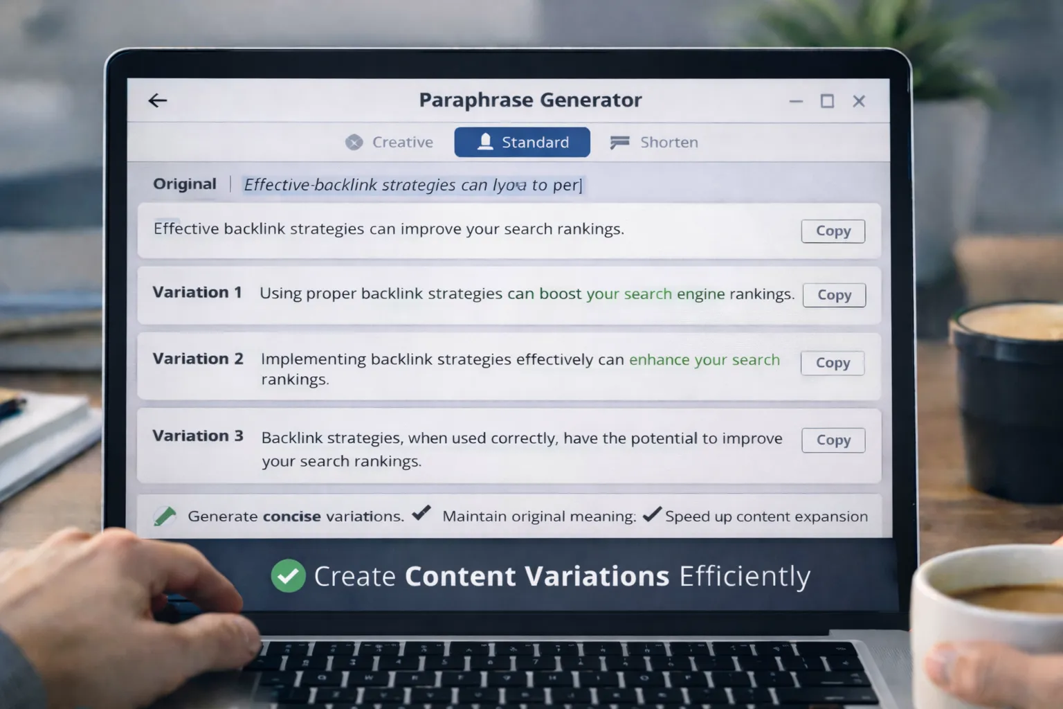 Paraphrase Generator — Create Content Variations Efficiently
