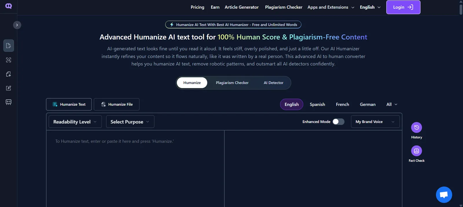 Humanize AI's Dashboard