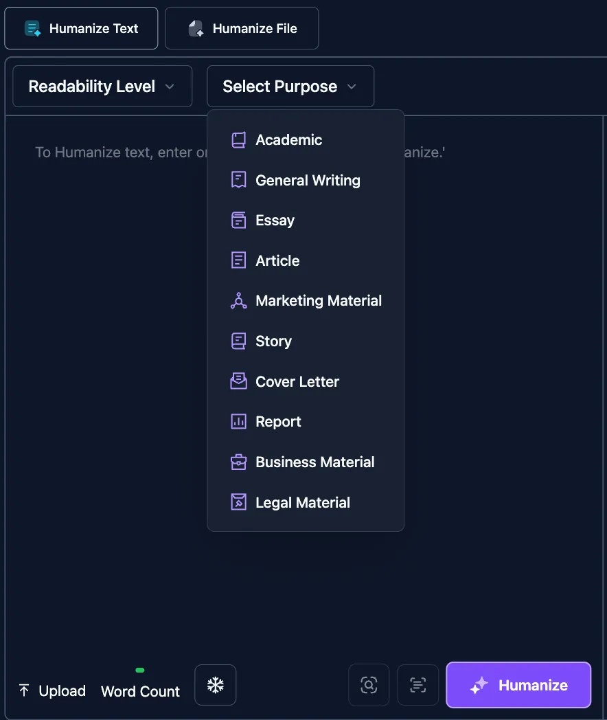 Purpose Selector