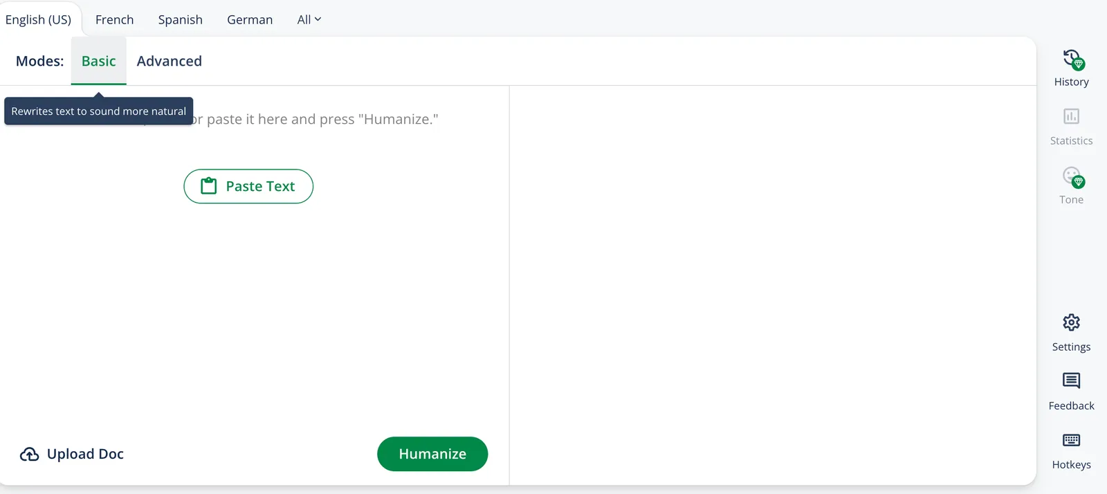 Humanize AI Text - Basic Mode