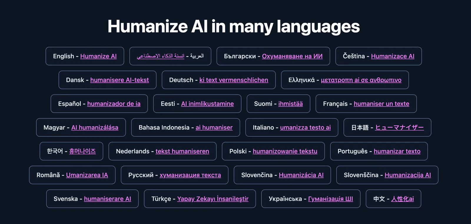 Humanize AI in many languages