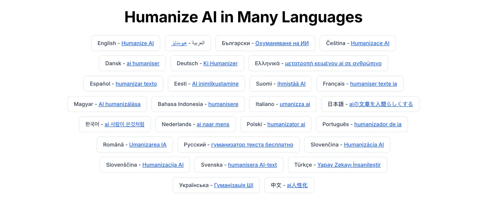 Humanize AI in Many Languages