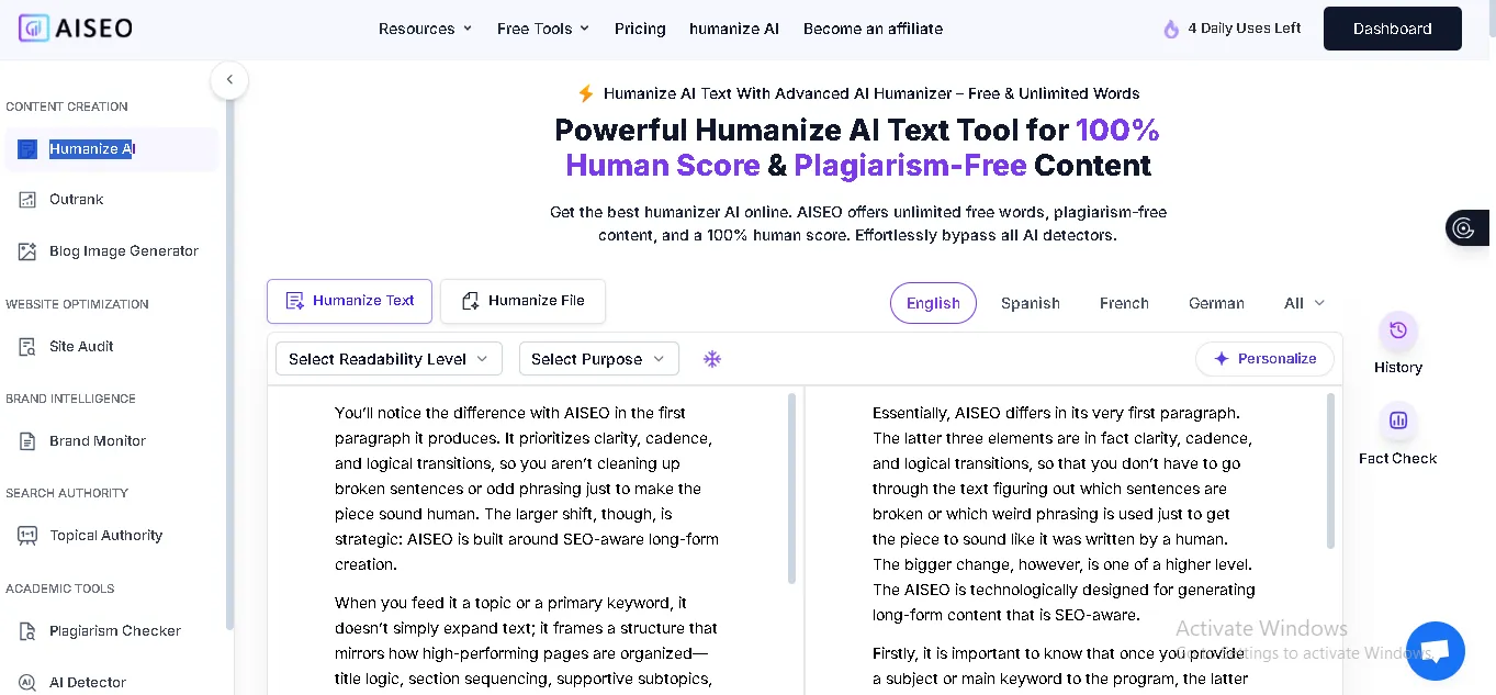 AISEO’s Humanize AI