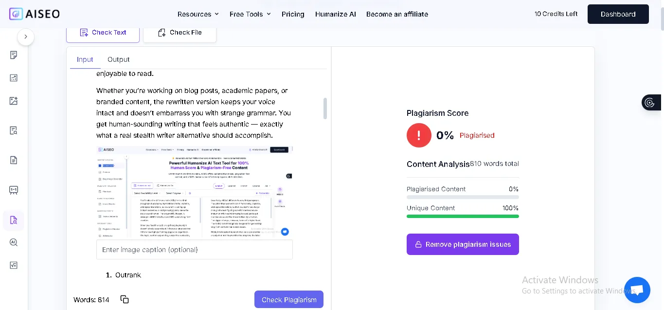 AISEO's Plagiarism Checker