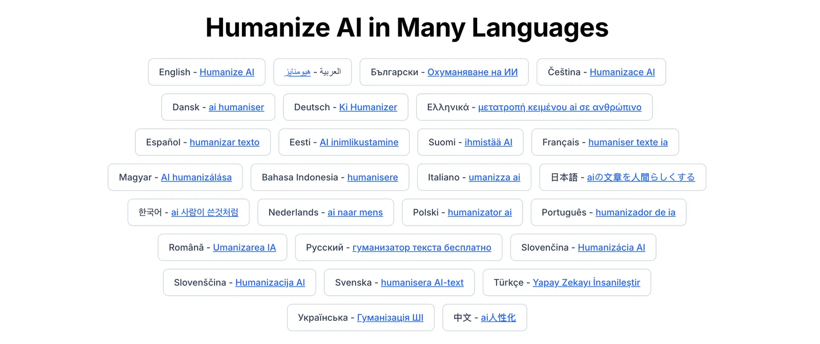 Humanize AI in Many Languages
