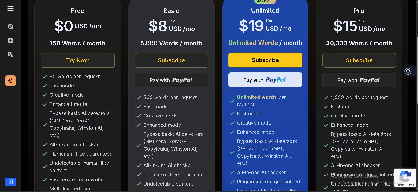 BypassGPT Pricing