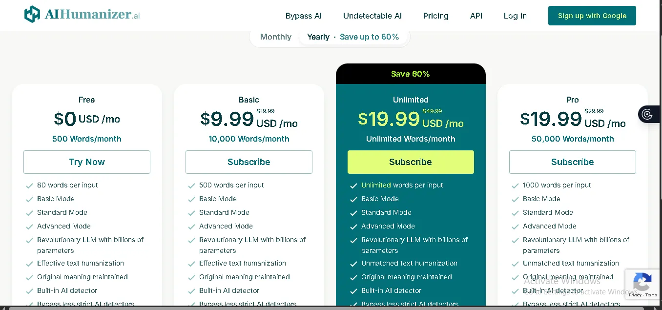 Humanizer AI Pricing